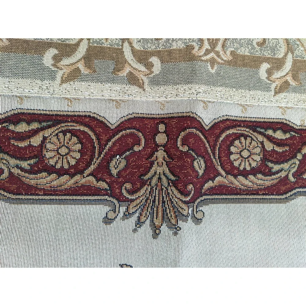 Wall Hanging Tapestry 47” Classical Urn Lioness Puma Burgundy Red Beige Gray
